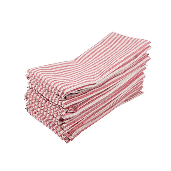 Heritage Ticking Stripe Linen Blend Table Napkins - Set of 12