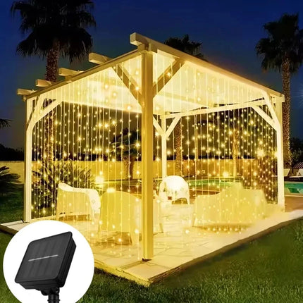 Warm Solar LED Curtain Lights for Magical Garden Evenings