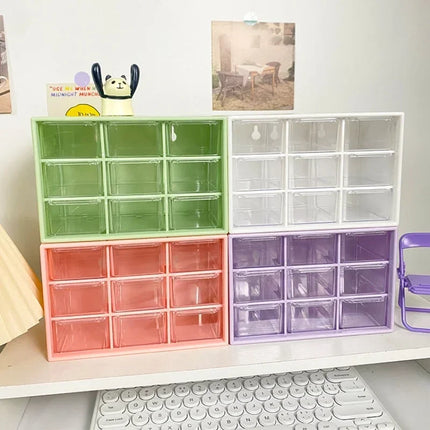 Pastel Modular 9-Drawer Desktop Organiser for Creative Bits