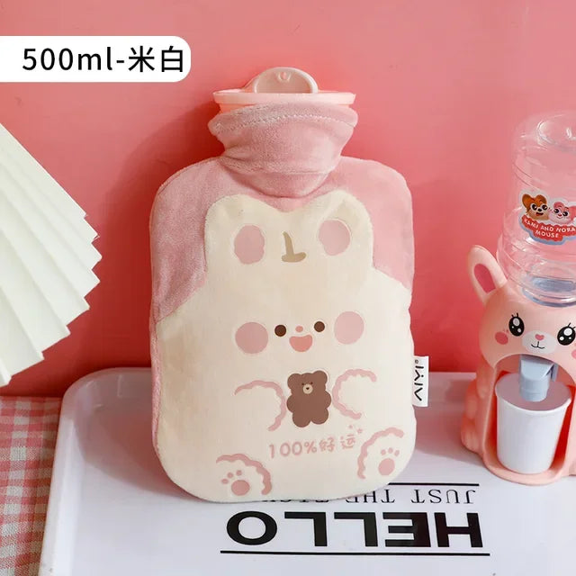 Plush Animal Faux Fur Hot Water Bottle for Cosy Comfort