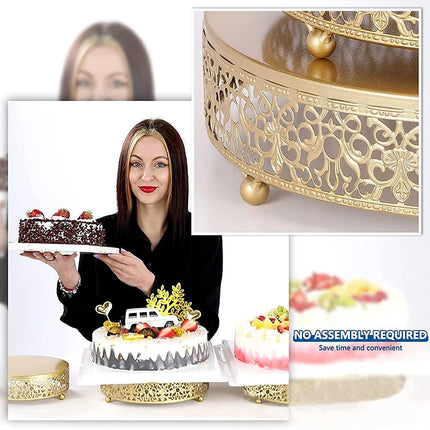 Gilded Filigree Lace Metal Cake Stand & Tiered Hosting Set