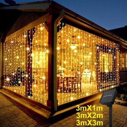 Warm Solar LED Curtain Lights for Magical Garden Evenings