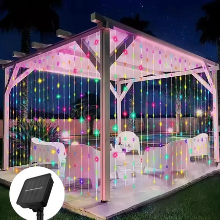 Warm Solar LED Curtain Lights for Magical Garden Evenings
