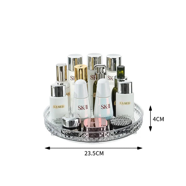Modern Acrylic Rotating Two-Tier Vanity Stand for Skincare