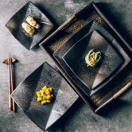 Handcrafted Speckled Stoneware Square Plate for Modern Dining