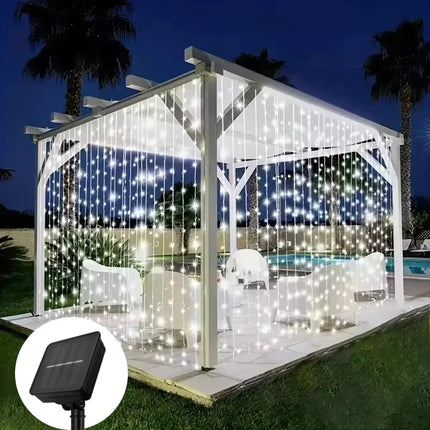 Warm Solar LED Curtain Lights for Magical Garden Evenings