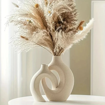 Minimalist Interlocking Matte Ceramic Vases for Sculptural Decor