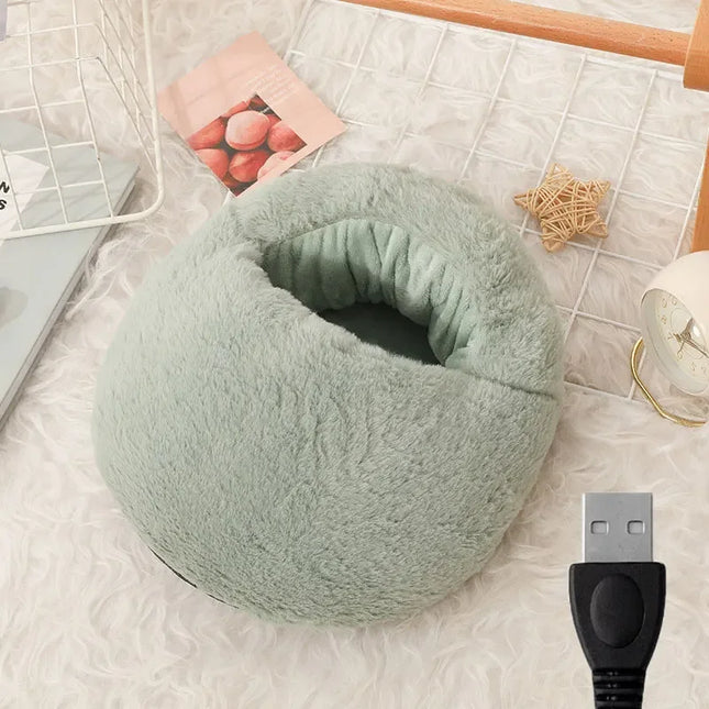 Plush Velvet USB Heated Foot Warmer - Cosy Grey Thermal Pad