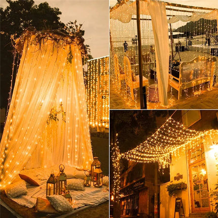 Warm Solar LED Curtain Lights for Magical Garden Evenings