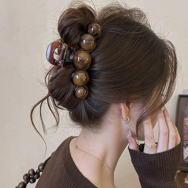 Amber Marble Beaded Hair Claw for Effortless Styling