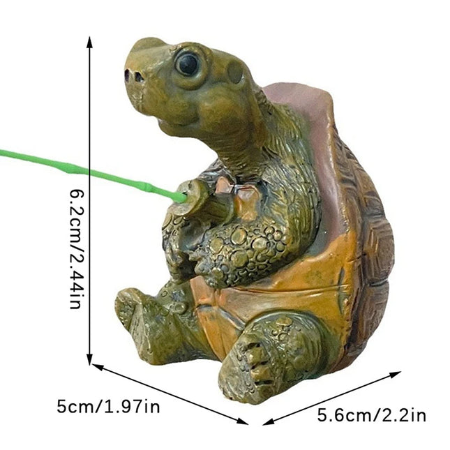 Serene Hand-Painted Resin Fishing Turtle Garden Ornament