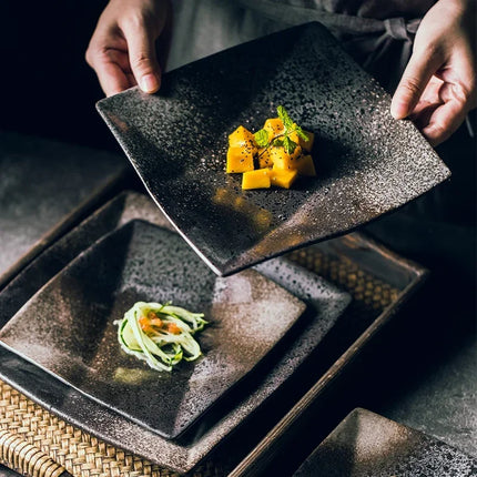 Handcrafted Speckled Stoneware Square Plate for Modern Dining