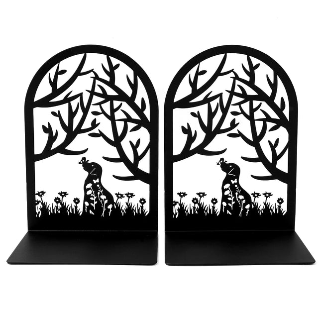 Arched Silhouette Metal Bookends with Enchanting Garden Scenes
