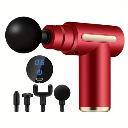 Modern Compact Deep Tissue Massager with Four Interchangeable Heads