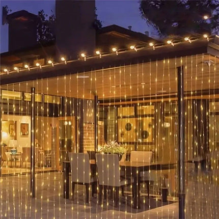 Warm Solar LED Curtain Lights for Magical Garden Evenings