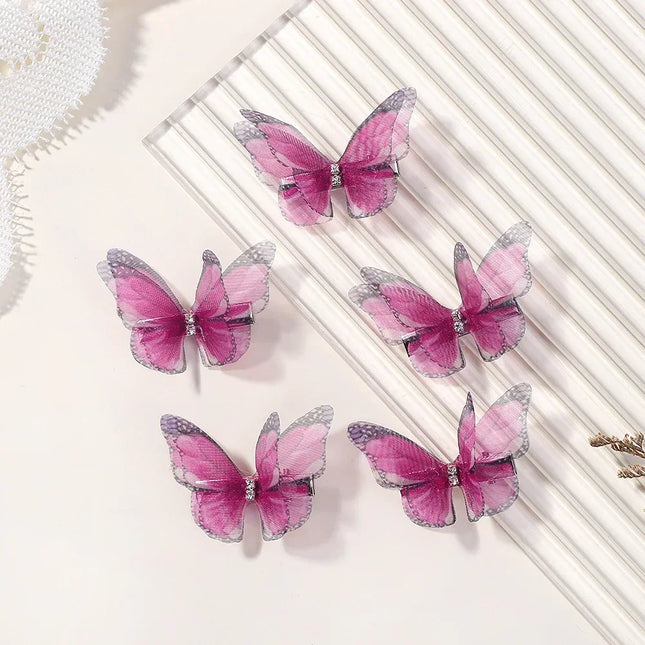 Ethereal Gossamer Mesh Double-Layer Butterfly Hair Clips Set