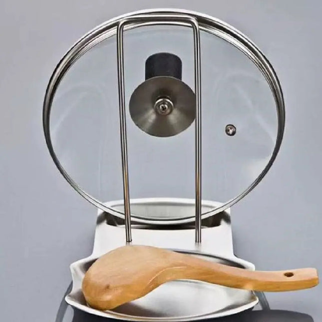 Minimalist Stainless Steel Pot Lid and Utensil Rest
