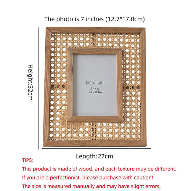 Handcrafted Rattan & Solid Wood Frame for Treasured Photos
