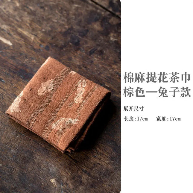 Zenith Rabbit & Floral Woven Cotton Linen Tea Towels