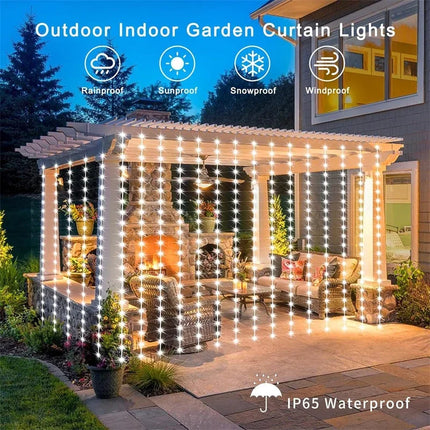 Warm Solar LED Curtain Lights for Magical Garden Evenings