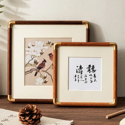 Zen Heritage Solid Walnut Square Frame with Brass Accents