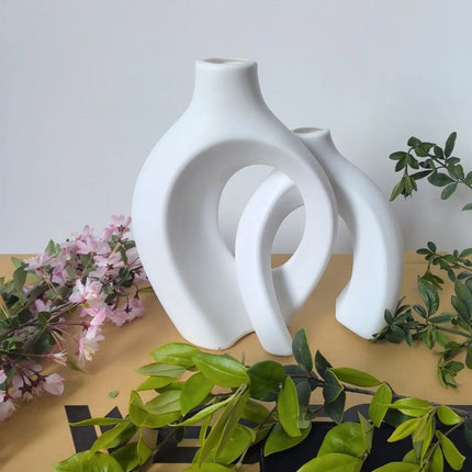 Minimalist Interlocking Matte Ceramic Vases for Sculptural Decor