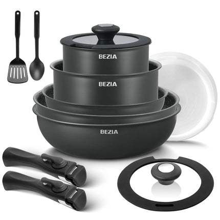Minimalist Matte Black 13-Piece Modular Cookware Set