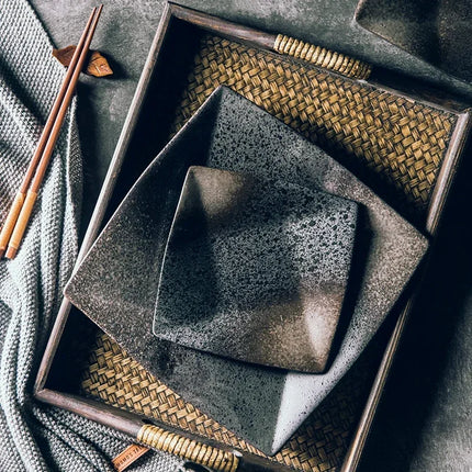 Handcrafted Speckled Stoneware Square Plate for Modern Dining