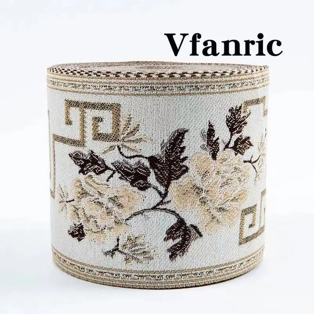 Qinghua Blue & White Embroidered Floral Trim and Heritage Belt