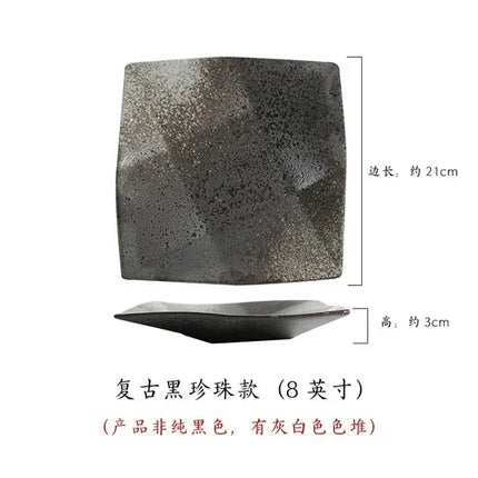 Handcrafted Speckled Stoneware Square Plate for Modern Dining