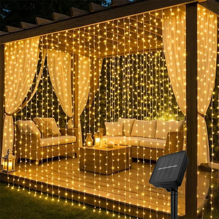 Warm Solar LED Curtain Lights for Magical Garden Evenings