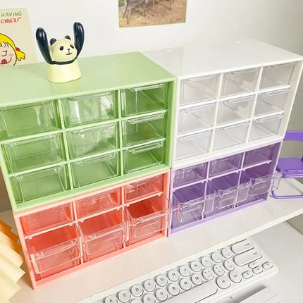 Pastel Modular 9-Drawer Desktop Organiser for Creative Bits