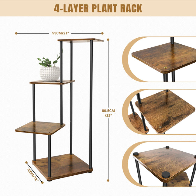 Industrial 5-Tier Wood and Iron Botanical Display Stand