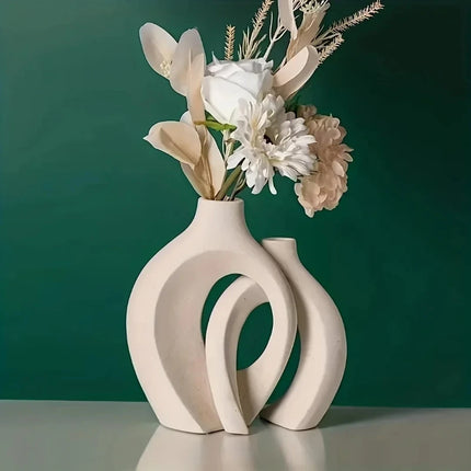 Minimalist Interlocking Matte Ceramic Vases for Sculptural Decor