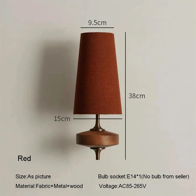 Mid-Century Walnut & Textured Fabric Sconce for Warm Glow