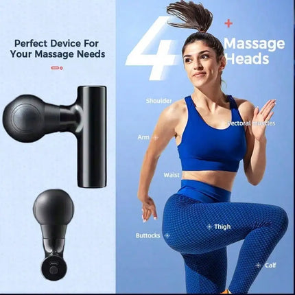 Modern Compact Deep Tissue Massager with Four Interchangeable Heads