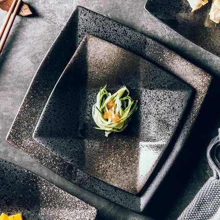 Handcrafted Speckled Stoneware Square Plate for Modern Dining