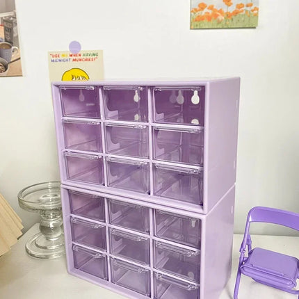 Pastel Modular 9-Drawer Desktop Organiser for Creative Bits