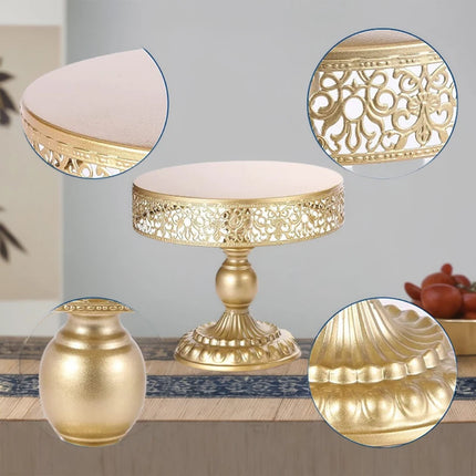 Gilded Filigree Lace Metal Cake Stand & Tiered Hosting Set
