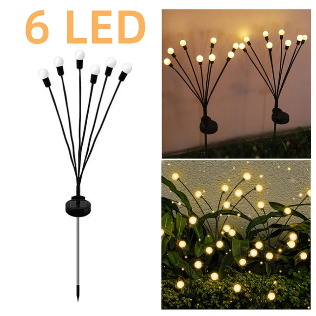 Enchanted Firefly Solar Garden Stakes with Swaying Warm Glow