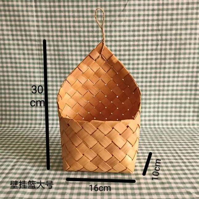 Artisan Woven Bamboo Tripod Planter with Tapered Legs