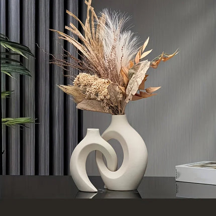 Minimalist Interlocking Matte Ceramic Vases for Sculptural Decor